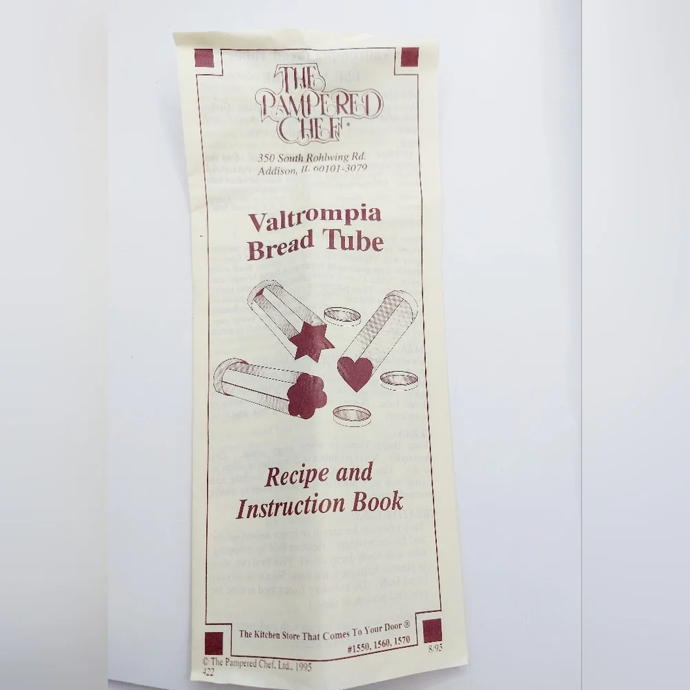 Vintage Pampered‎ Chef Flower Bread Tube Baking Mold #1550 w/ Recipe Book & Box